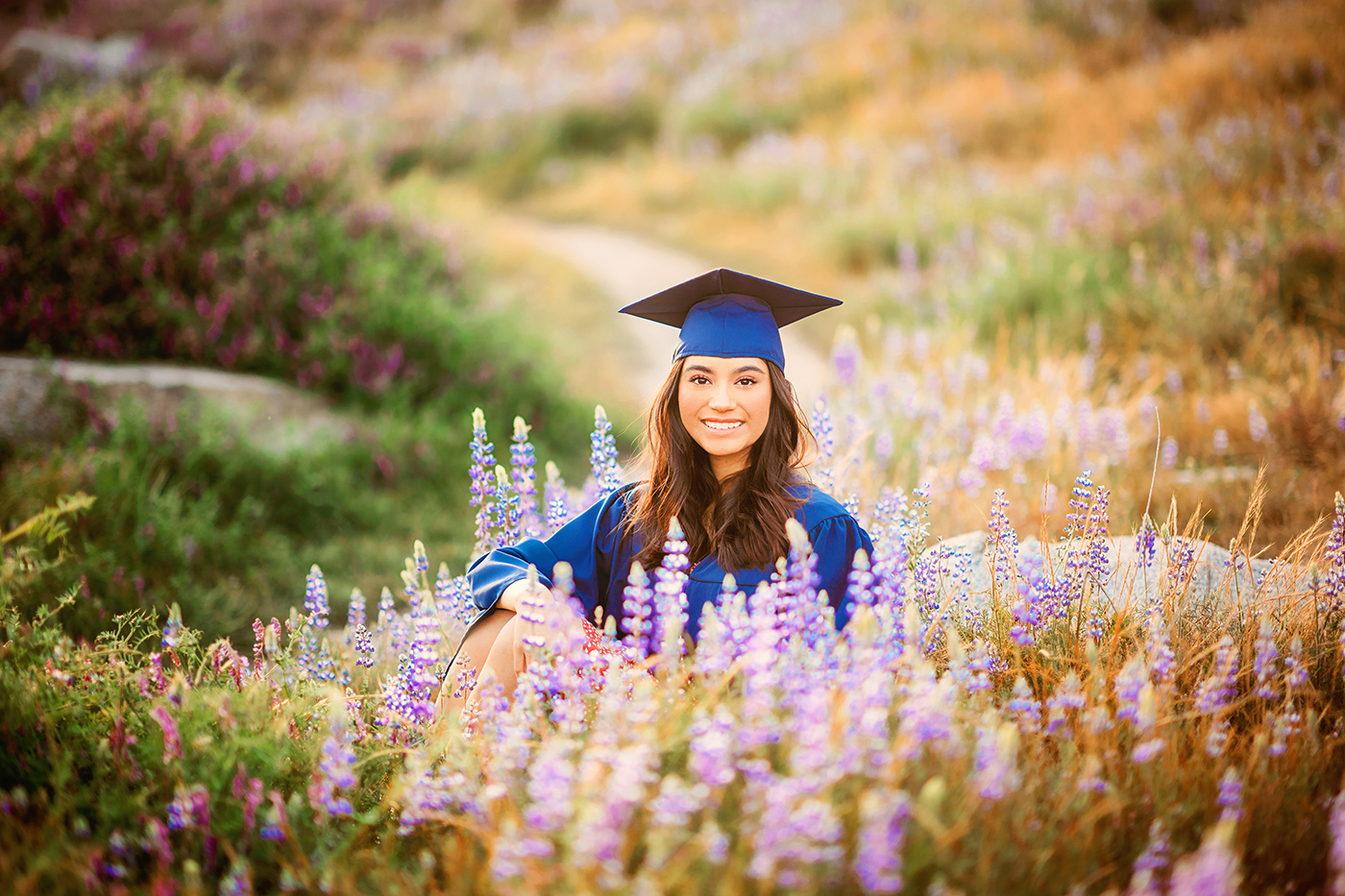 graduation photos in the flowers
