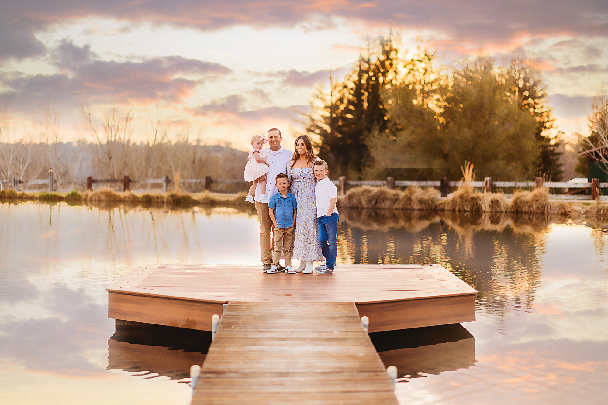 Family Photos on a dock and lake