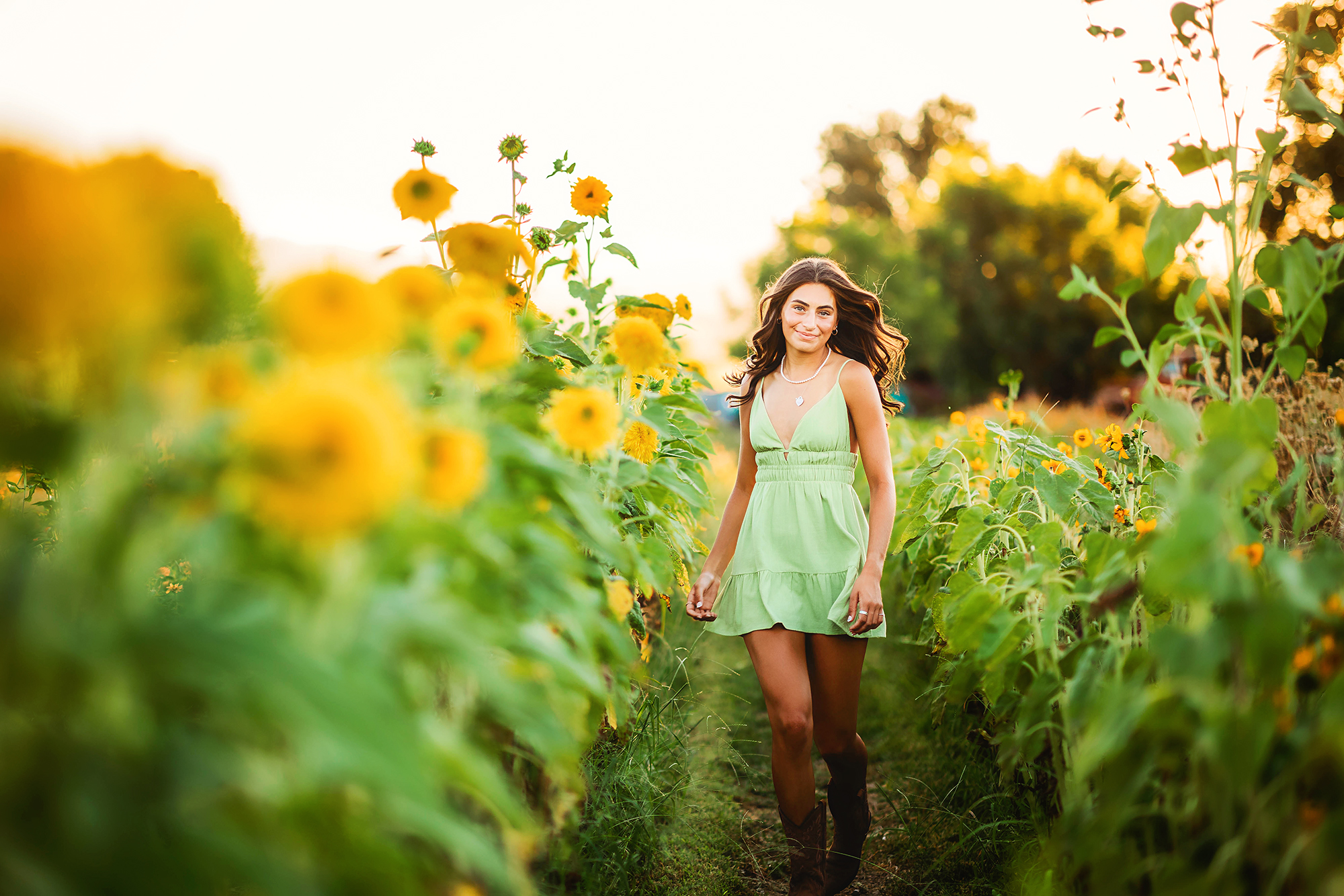 Outdoor senior photos in flowers