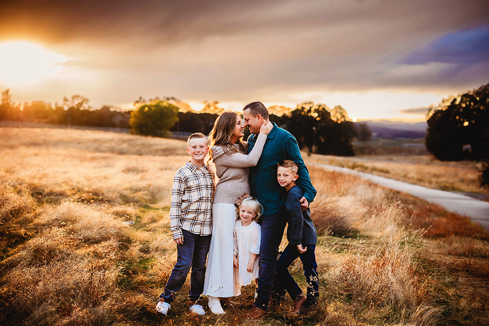 Family photos in a field